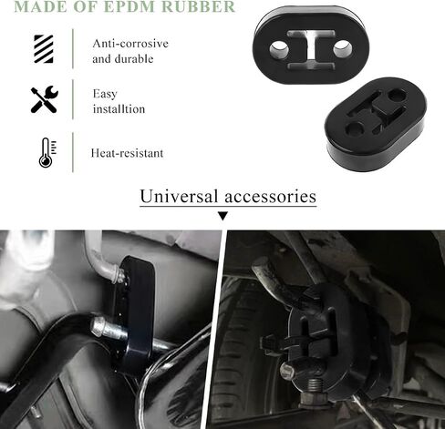 2 PCS Car Rubber Exhaust Hanger, 2 Holes 12mm 0.47" Auto Muffler Shock Absorbent Bracket Mount, Universal Exhaust Insulator Bushing Mount, Heavy Duty Tailpipe Damping Hanger in Saudi Arabia