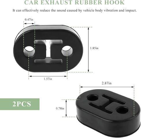 2 PCS Car Rubber Exhaust Hanger, 2 Holes 12mm 0.47" Auto Muffler Shock Absorbent Bracket Mount, Universal Exhaust Insulator Bushing Mount, Heavy Duty Tailpipe Damping Hanger in Saudi Arabia