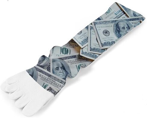 Funny Novelty Five Toe Socks للرجال والنساء - جوارب طاقم طباعة الدولار للهدايا ، والأعياد والأناقة الفريدة ، وحجم M/L in Kuwait
