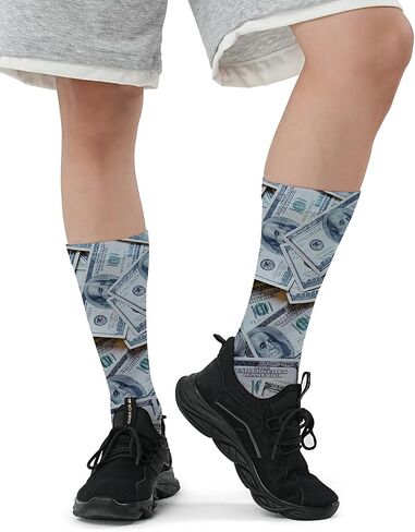 Funny Novelty Five Toe Socks للرجال والنساء - جوارب طاقم طباعة الدولار للهدايا ، والأعياد والأناقة الفريدة ، وحجم M/L in Kuwait