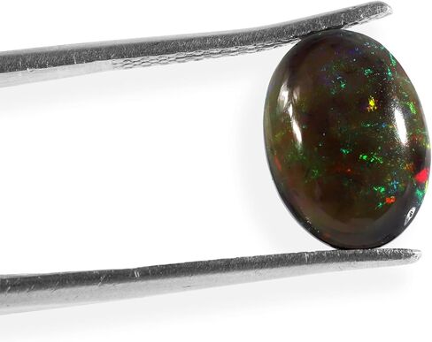Ultra Fire Black Ethiopian Opal Cabochon Oval Shape (10x14 Mm) Loose Cut Gemstone Birthstone For Jewelry Making DIY Necklace|Pendant|Ring in Saudi Arabia