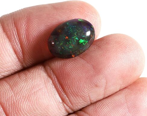 Ultra Fire Black Ethiopian Opal Cabochon Oval Shape (10x14 Mm) Loose Cut Gemstone Birthstone For Jewelry Making DIY Necklace|Pendant|Ring in Saudi Arabia