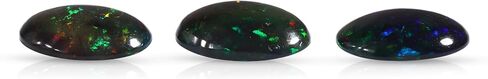 Ultra Fire Black Ethiopian Opal Cabochon Oval Shape (10x14 Mm) Loose Cut Gemstone Birthstone For Jewelry Making DIY Necklace|Pendant|Ring in Saudi Arabia