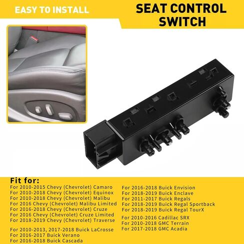 8 Way Power Sett Switch جانب السائق الأيسر من Chevy Camaro Expenox Malibu Cruze Buick Lacrosse Regal Cadillac SRX GMC Terrain 2010 2011 2013 2014 2015 2015 2018 2018#25974714 12451497 in Kuwait