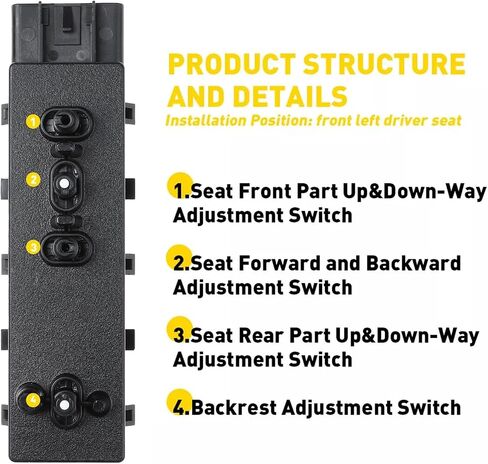 8 Way Power Sett Switch جانب السائق الأيسر من Chevy Camaro Expenox Malibu Cruze Buick Lacrosse Regal Cadillac SRX GMC Terrain 2010 2011 2013 2014 2015 2015 2018 2018#25974714 12451497 in Kuwait