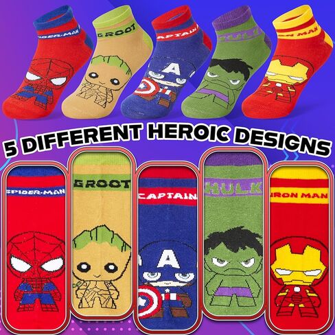 Marvel Boys Ankle Socks, Soft and Breathable Socks Pack of 5 - Boys Gifts in Saudi Arabia