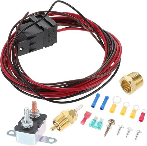 Garneck Rv Thermostat Relay Kit Electric Fan Thermostat Kit 60a Car Relay Wiring Set Temperature Sensor Switch for Cooling System in Saudi Arabia