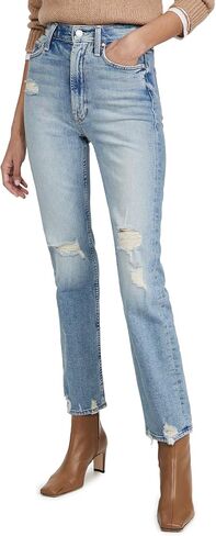 MOTHER Women's The Insider Crop Step Fray Jeans, Different Strokes, Blue, 33 in Saudi Arabia