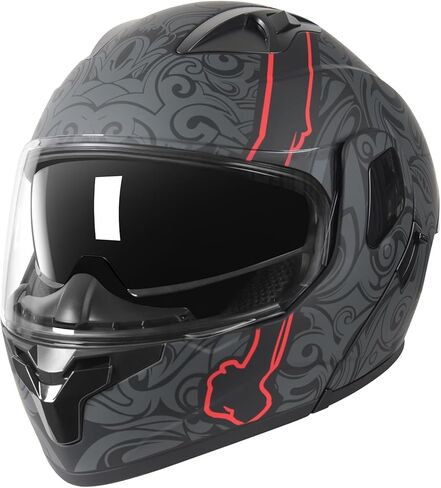SPARK DOT Approved Modular Flip-Up Dual Visor Motorcycle Full Face Helmet for Adults Men & Women (Carbon Fiber, Large) in Kuwait