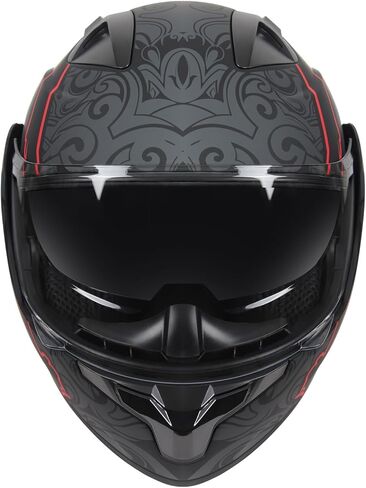 SPARK DOT Approved Modular Flip-Up Dual Visor Motorcycle Full Face Helmet for Adults Men & Women (Carbon Fiber, Large) in Kuwait