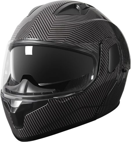 SPARK DOT Approved Modular Flip-Up Dual Visor Motorcycle Full Face Helmet for Adults Men & Women (Carbon Fiber, Large) in Kuwait
