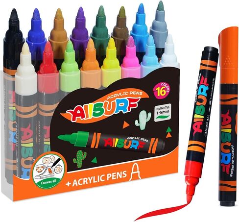 YPLUS Super Capacity Acrylic Paint Pens Markers, 8 Colors Big Acrylic Painting Pens Set, DIY Art Craft for Glass, Rock, Wood, Egg, Stone, Metal, Art Supplies Stocking Stuffers for Kids Toddler in Saudi Arabia