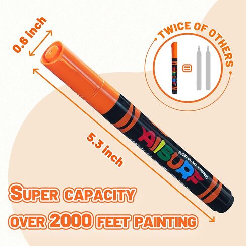 YPLUS Super Capacity Acrylic Paint Pens Markers, 8 Colors Big Acrylic Painting Pens Set, DIY Art Craft for Glass, Rock, Wood, Egg, Stone, Metal, Art Supplies Stocking Stuffers for Kids Toddler in Saudi Arabia