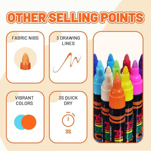YPLUS Super Capacity Acrylic Paint Pens Markers, 8 Colors Big Acrylic Painting Pens Set, DIY Art Craft for Glass, Rock, Wood, Egg, Stone, Metal, Art Supplies Stocking Stuffers for Kids Toddler in Saudi Arabia