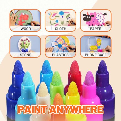 YPLUS Super Capacity Acrylic Paint Pens Markers, 8 Colors Big Acrylic Painting Pens Set, DIY Art Craft for Glass, Rock, Wood, Egg, Stone, Metal, Art Supplies Stocking Stuffers for Kids Toddler in Saudi Arabia