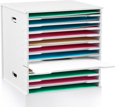 12 Tier Scrapbook Paper Organizer 12 x 12 Inch Desk Scrapbook Paper Sorter Storage Rack File Organizer Scrapbook Organization Wide Document Holder for Office Desktop in Kuwait