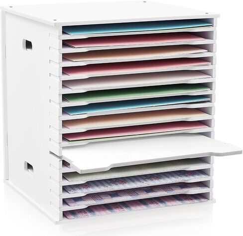 12 Tier Scrapbook Paper Organizer 12 x 12 Inch Desk Scrapbook Paper Sorter Storage Rack File Organizer Scrapbook Organization Wide Document Holder for Office Desktop in Saudi Arabia