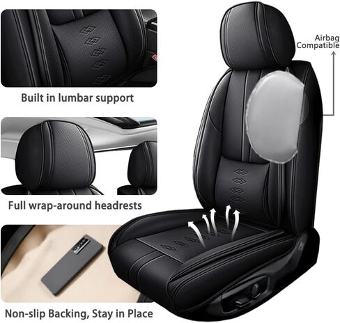 Full Set Seat Covers for Kia Sportage Hybrid 2023-2024 2025,Leather Car Seat Cover,Soft Seat Cushion Covers with Airbag,Waterproof Automobile Seat Protectors for Sportage Hybrid(Black,Standard) in Kuwait