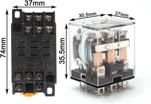 Intermediate Relay HH63P LY3NJ 10A Micro Small Electromagnetic Relay ACDC12V24V AC110V 220V 380V with 11 pins Socket Base PTF11A(AC 380V) in Saudi Arabia