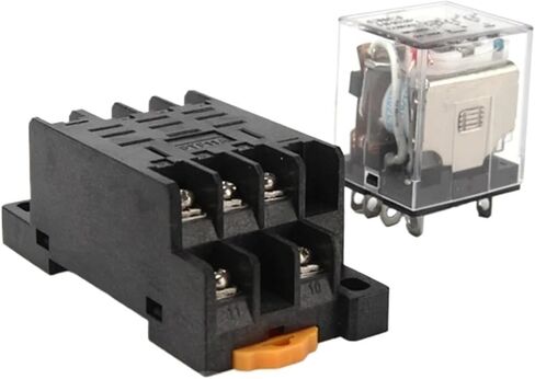 Intermediate Relay HH63P LY3NJ 10A Micro Small Electromagnetic Relay ACDC12V24V AC110V 220V 380V with 11 pins Socket Base PTF11A(AC 380V) in Saudi Arabia