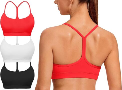 Spaghetti Strap Padded Sports Bras for Women - Y Back Yoga Workout Tops (3 Pack) in Kuwait