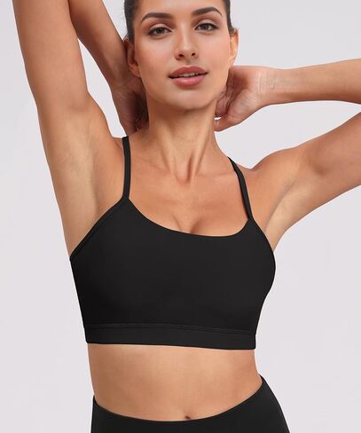 Spaghetti Strap Padded Sports Bras for Women - Y Back Yoga Workout Tops (3 Pack) in Kuwait