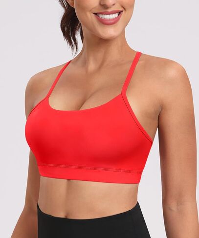 Spaghetti Strap Padded Sports Bras for Women - Y Back Yoga Workout Tops (3 Pack) in Kuwait