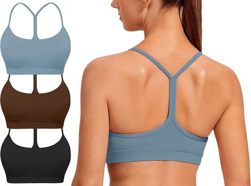 Spaghetti Strap Padded Sports Bras for Women - Y Back Yoga Workout Tops (3 Pack) in Kuwait