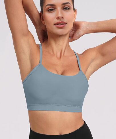 Spaghetti Strap Padded Sports Bras for Women - Y Back Yoga Workout Tops (3 Pack) in Kuwait