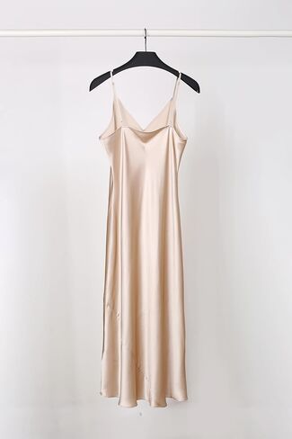 المصمم 19 Momme 100 ٪ Mulberry Silk V-Deace Sleep Dress Dress Midnight Women's Silk Lightgown BodyCon Fit & Luxury in Kuwait