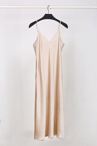 المصمم 19 Momme 100 ٪ Mulberry Silk V-Deace Sleep Dress Dress Midnight Women's Silk Lightgown BodyCon Fit & Luxury in Kuwait