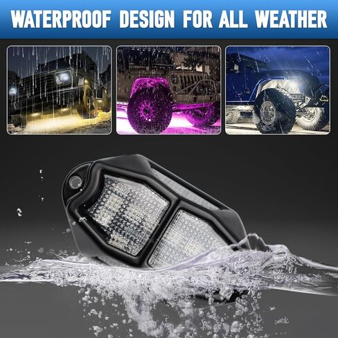 8 قرون LED LED Rock Light Ambient Light ، 1 Set 12V Smart Car Lights مع التحكم في التطبيق متوافق مع شاحنات صغيرة ، سيارات الدفع الرباعي ، ATVs ، UTVs ، الشاحنات ، المقطورات ، السيارات على الطرق الوعرة in Kuwait