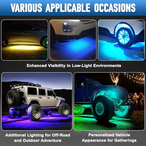 8 قرون LED LED Rock Light Ambient Light ، 1 Set 12V Smart Car Lights مع التحكم في التطبيق متوافق مع شاحنات صغيرة ، سيارات الدفع الرباعي ، ATVs ، UTVs ، الشاحنات ، المقطورات ، السيارات على الطرق الوعرة in Kuwait