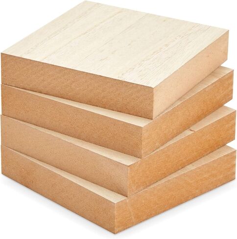 Unfinished Wood Blocks for Crafts, Painting, Wood Burning (8 x 8 x 1 in, 4 Pack) in Kuwait