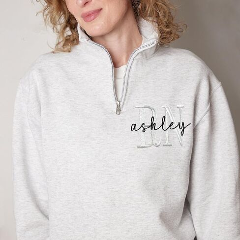 Chillever Personalized Embroidered Registered Nurse Quarter Zip Sweatshirt, RN Gifts, Nurses Weeks, Graduation Gift 2025 in Kuwait