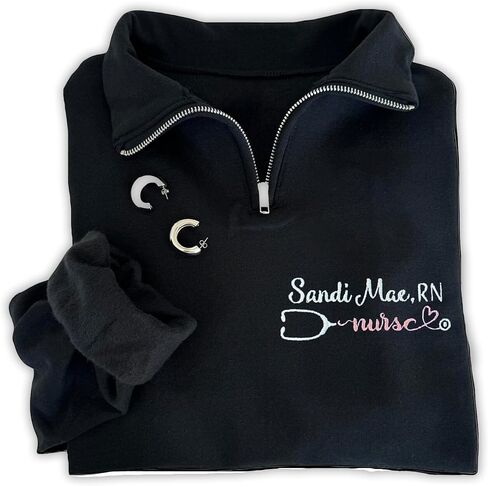 Chillever Personalized Embroidered Registered Nurse Quarter Zip Sweatshirt, RN Gifts, Nurses Weeks, Graduation Gift 2025 in Kuwait