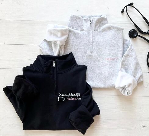 Chillever Personalized Embroidered Registered Nurse Quarter Zip Sweatshirt, RN Gifts, Nurses Weeks, Graduation Gift 2025 in Kuwait