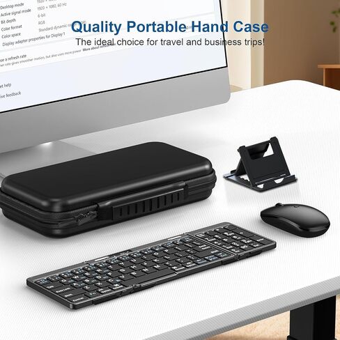 Foldable Keyboard and Mouse, EDJO Folding Wireless Keyboard Mouse with Portable Case, 2.4G Wireless & Bluetooth, USB-C Rechargeable Keyboard Mouse for Windows, Mac OS, iOS, Android in Saudi Arabia