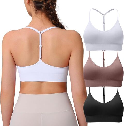 الرياضة النسائية حمالات الصدر القابلة للتعديل y back Spaghetti Racerback pluded Wireless Yoga Tops in Kuwait