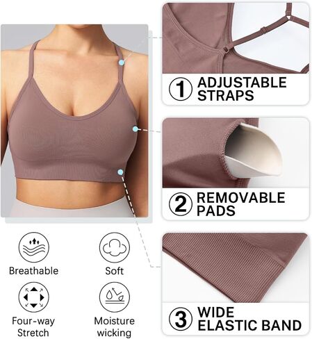 الرياضة النسائية حمالات الصدر القابلة للتعديل y back Spaghetti Racerback pluded Wireless Yoga Tops in Kuwait