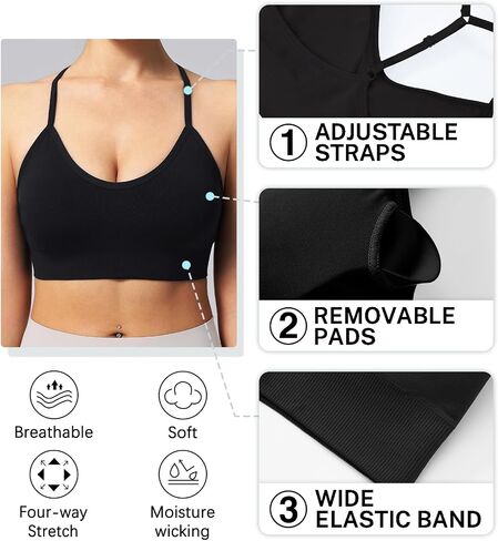 الرياضة النسائية حمالات الصدر القابلة للتعديل y back Spaghetti Racerback pluded Wireless Yoga Tops in Kuwait