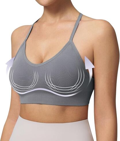 الرياضة النسائية حمالات الصدر القابلة للتعديل y back Spaghetti Racerback pluded Wireless Yoga Tops in Kuwait