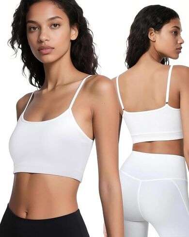 Sports Bras Spaghetti Strap Adjustable for Women, Padded Tank Top High Impact Workout Yoga Top Basic Camisole in Kuwait