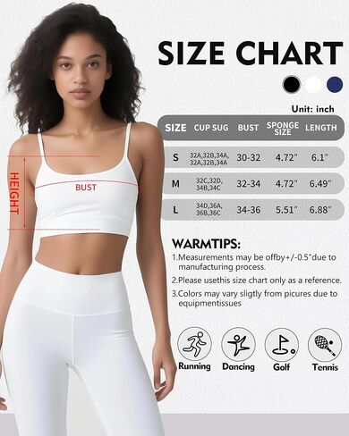Sports Bras Spaghetti Strap Adjustable for Women, Padded Tank Top High Impact Workout Yoga Top Basic Camisole in Kuwait