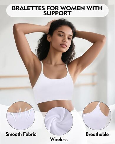 Sports Bras Spaghetti Strap Adjustable for Women, Padded Tank Top High Impact Workout Yoga Top Basic Camisole in Kuwait