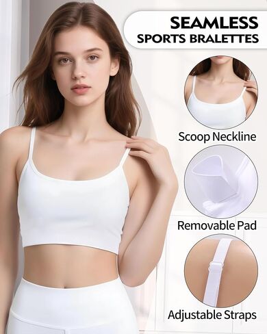 Sports Bras Spaghetti Strap Adjustable for Women, Padded Tank Top High Impact Workout Yoga Top Basic Camisole in Kuwait