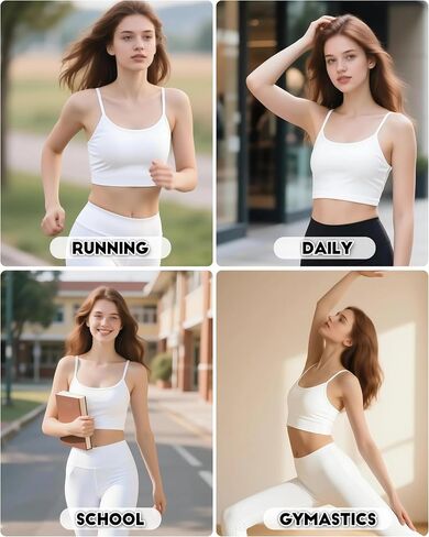 Sports Bras Spaghetti Strap Adjustable for Women, Padded Tank Top High Impact Workout Yoga Top Basic Camisole in Kuwait