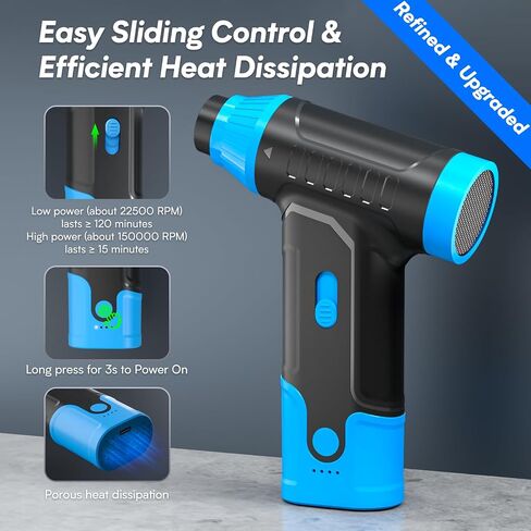 منظف ​​كمبيوتر 110000 دورة في الدقيقة، منفضة هواء كهربائية للوحة المفاتيح، منفاخ هواء لاسلكي، منفضة هواء مضغوط قابلة لإعادة الشحن بقدرة 4000 مللي أمبير في الساعة in Kuwait