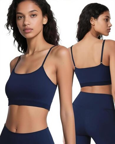 Sports Bras Spaghetti Strap Adjustable for Women, Padded Tank Top High Impact Workout Yoga Top Basic Camisole in Kuwait