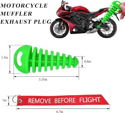 2 PCS Muffler Exhaust Wash Plug, 0.6"-1.5" Motorcycle Exhaust Tail Pipe Washing Plug with Streamer, Rubber Silencer Wash Protector for 2 Stroke Motorcycle Dirt Bike ATV (Green) in Saudi Arabia